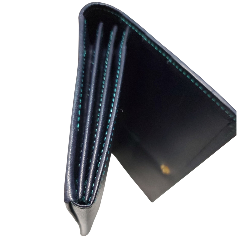 Yves Saint Laurent 80's Style Y2K Blue and Green Colorblock Patchwork Wallet - Picture 10 of 14